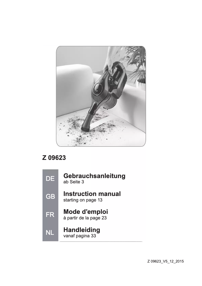 Page 1 de la notice Manuel utilisateur Cleanmaxx Z 09623