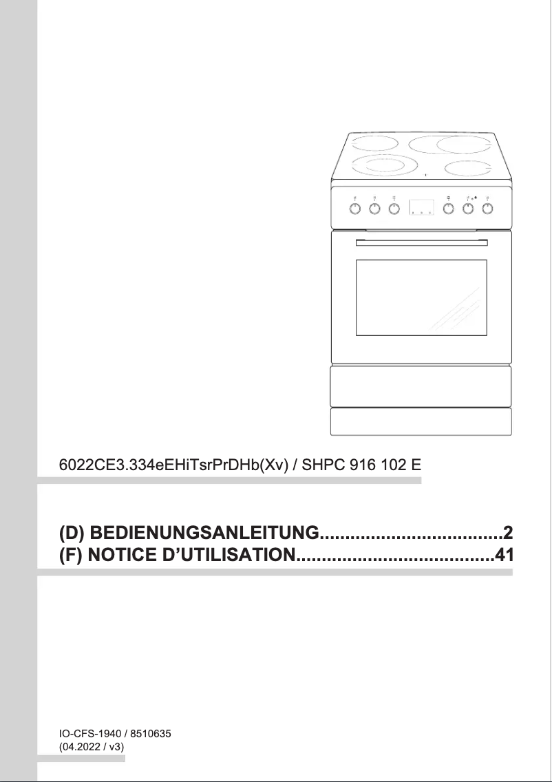 Image de la première page du manuel de l'appareil SHPC 916 102 E