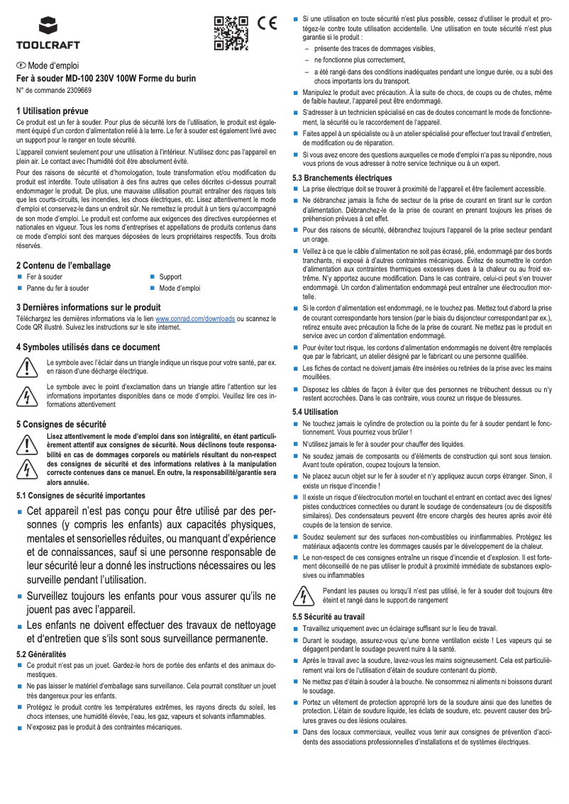 Page n°1 - Manuel utilisateur Toolcraft MD-100