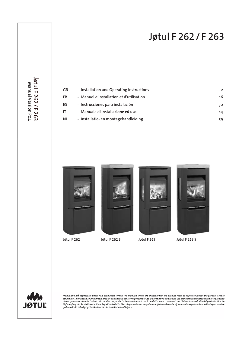 Image de la première page du manuel de l'appareil F 262