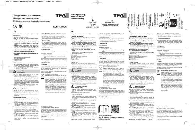 Page 1 de la notice Manuel utilisateur TFA 30.1068.02