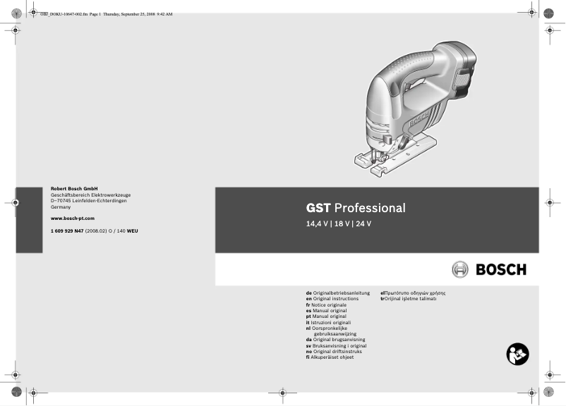 Page 1 de la notice Manuel utilisateur Bosch GST 14.4 V Professional