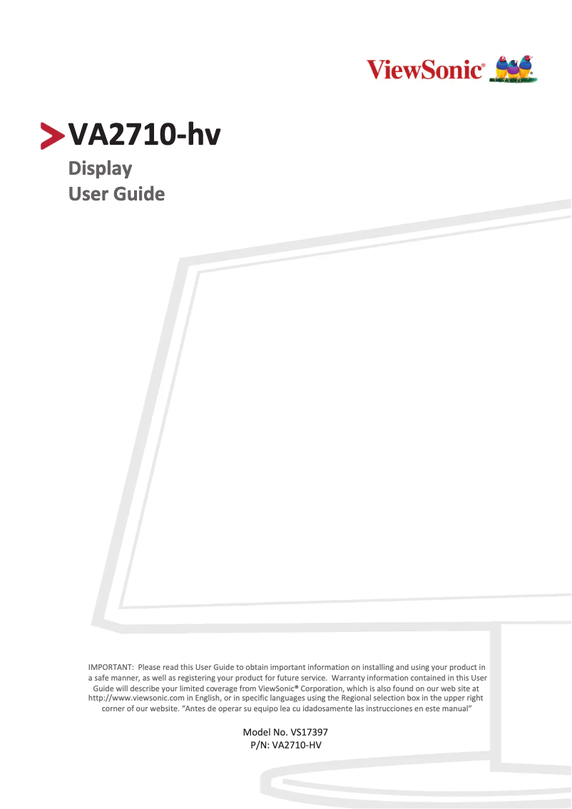 Page n°1 - Manuel utilisateur Viewsonic VA2710-hv
