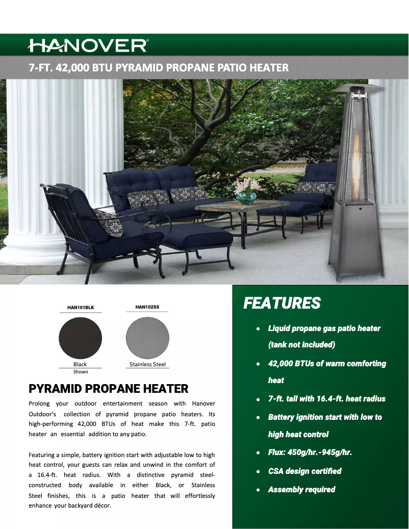 Page 1 de la notice Fiche technique Hanover HAN102SS