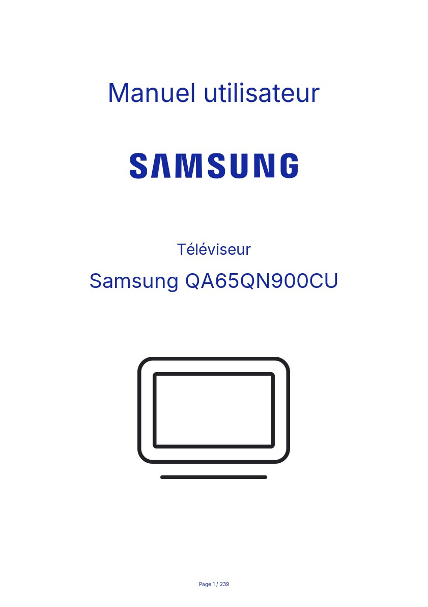 Page 1 de la notice Manuel utilisateur Samsung QA65QN900CU
