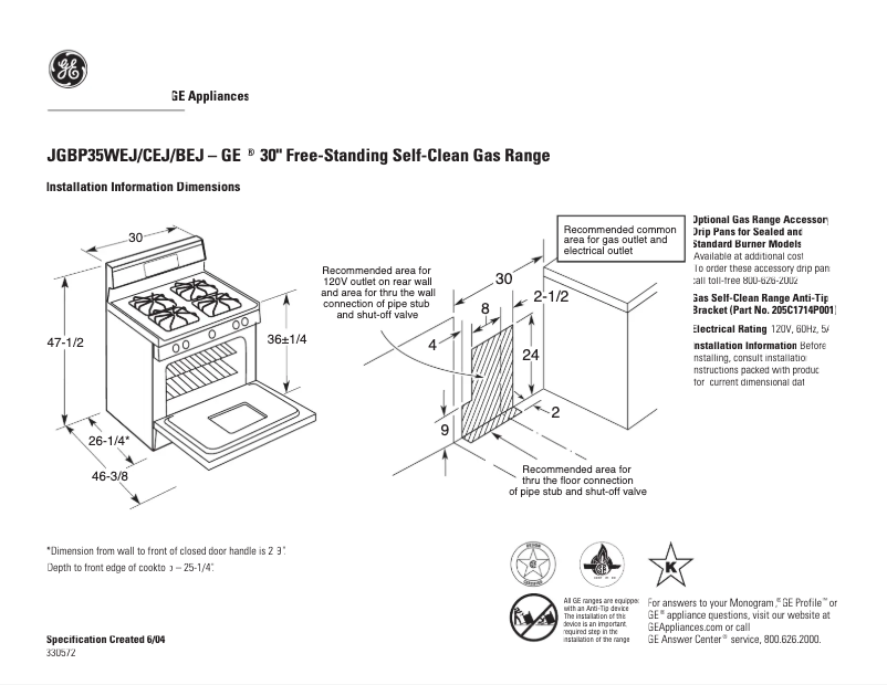 Imagen de la primera página del manual del dispositivo JGBP35CEJCC