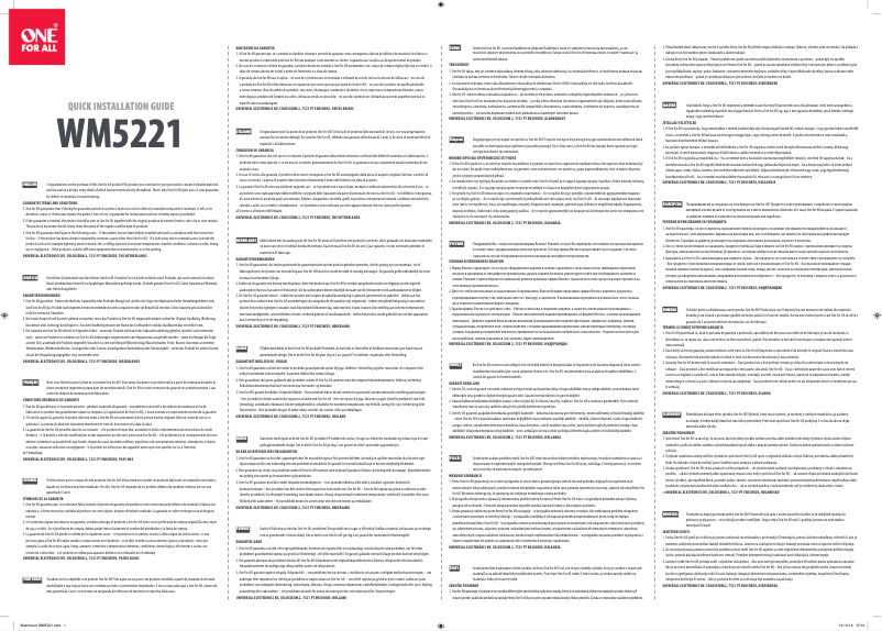 Page n°1 - Manuel utilisateur One for all WM 5221