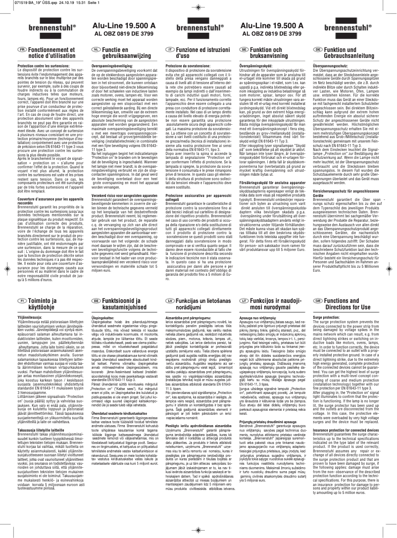 Page 1 de la notice Manuel utilisateur Brennenstuhl Alu-Line 19.500 A