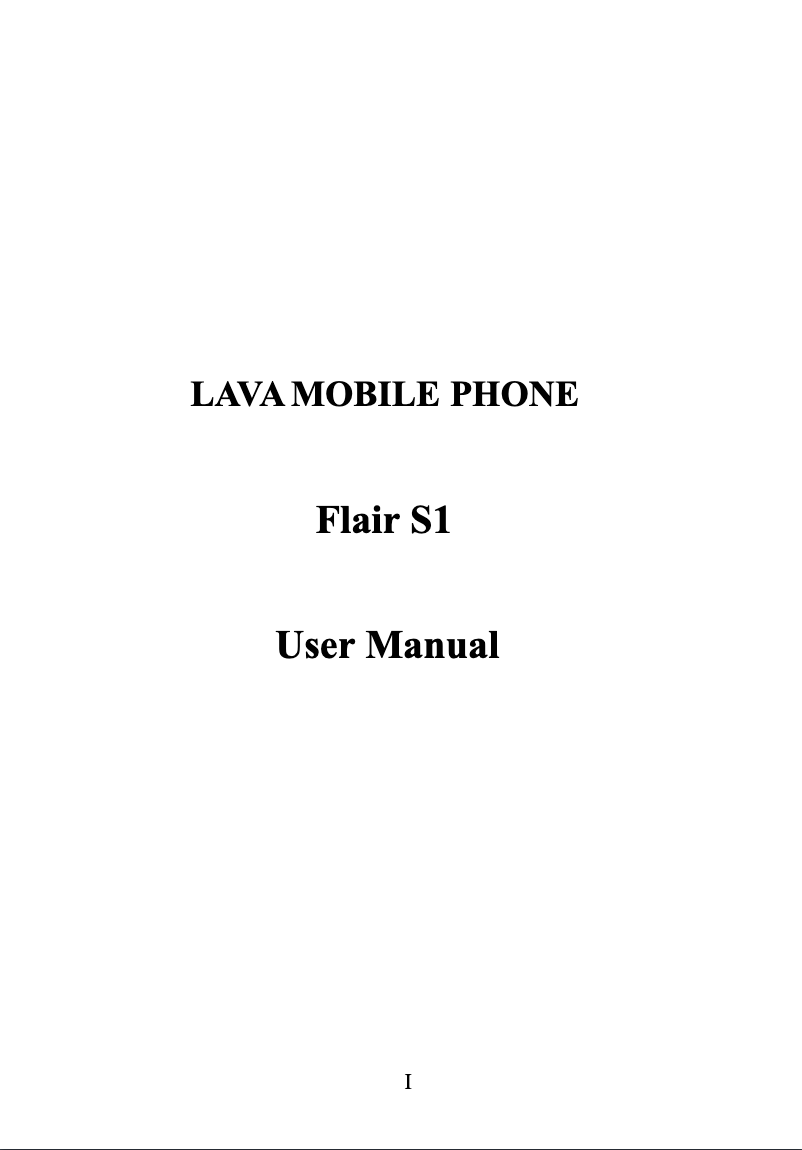 Page n°1 - Manuel utilisateur Lava Flair S1