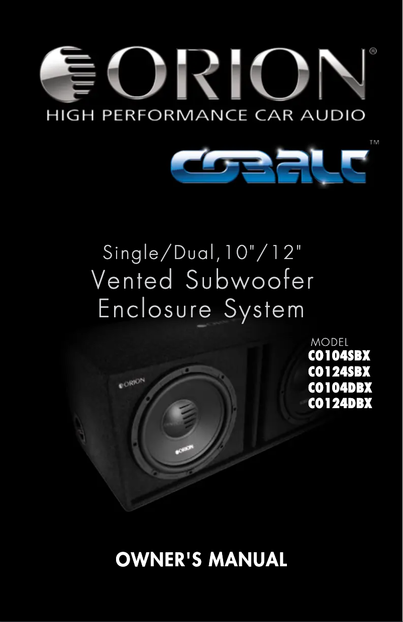 Image de la première page du manuel de l'appareil Cobalt CO104SBX