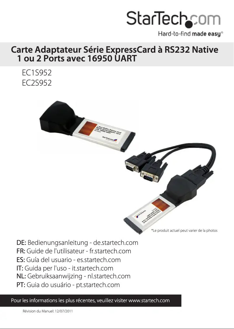 Page 1 de la notice Manuel utilisateur StarTech.com EC2S952