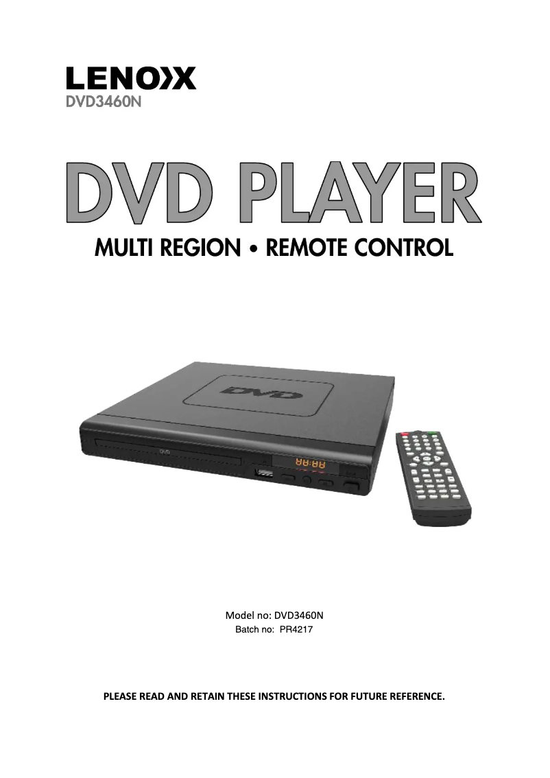 Page 1 de la notice Manuel utilisateur Lenoxx DVD3460