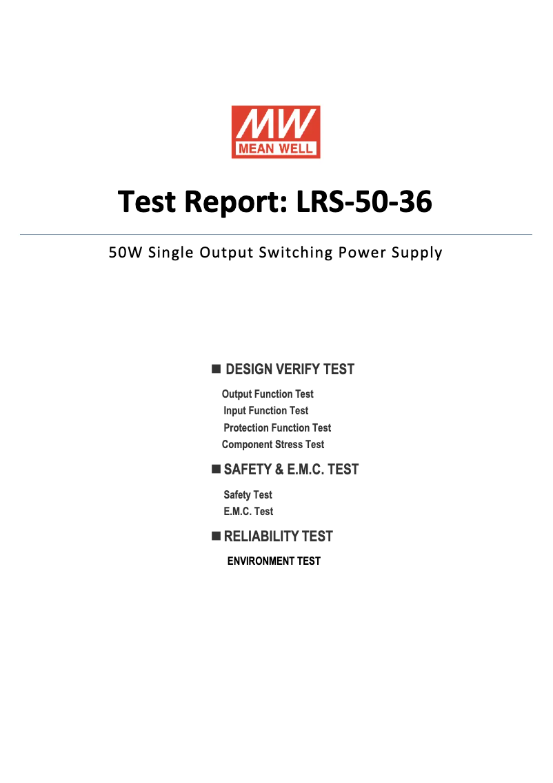 Page n°1 - Fiche technique Mean Well LRS-50-36