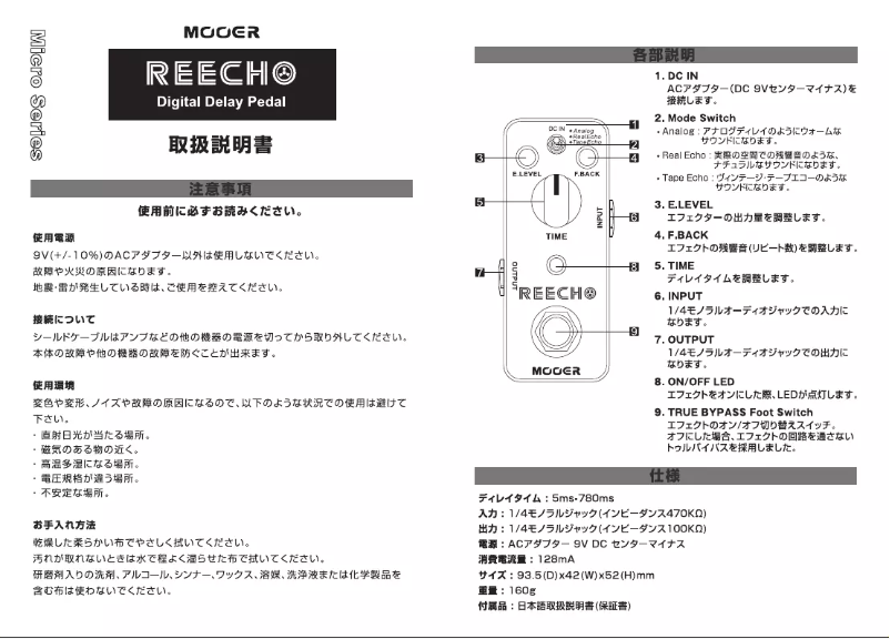 Page n°1 - Manuel utilisateur Mooer Reecho