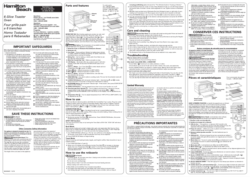 Página 1 del manual Manual de usuario Hamilton Beach 31190C