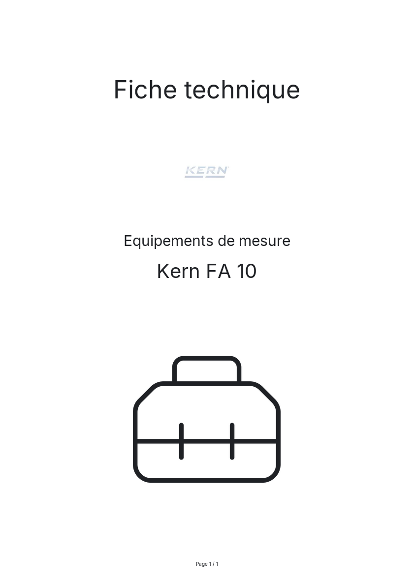 Page n°1 - Fiche technique Kern FA 10