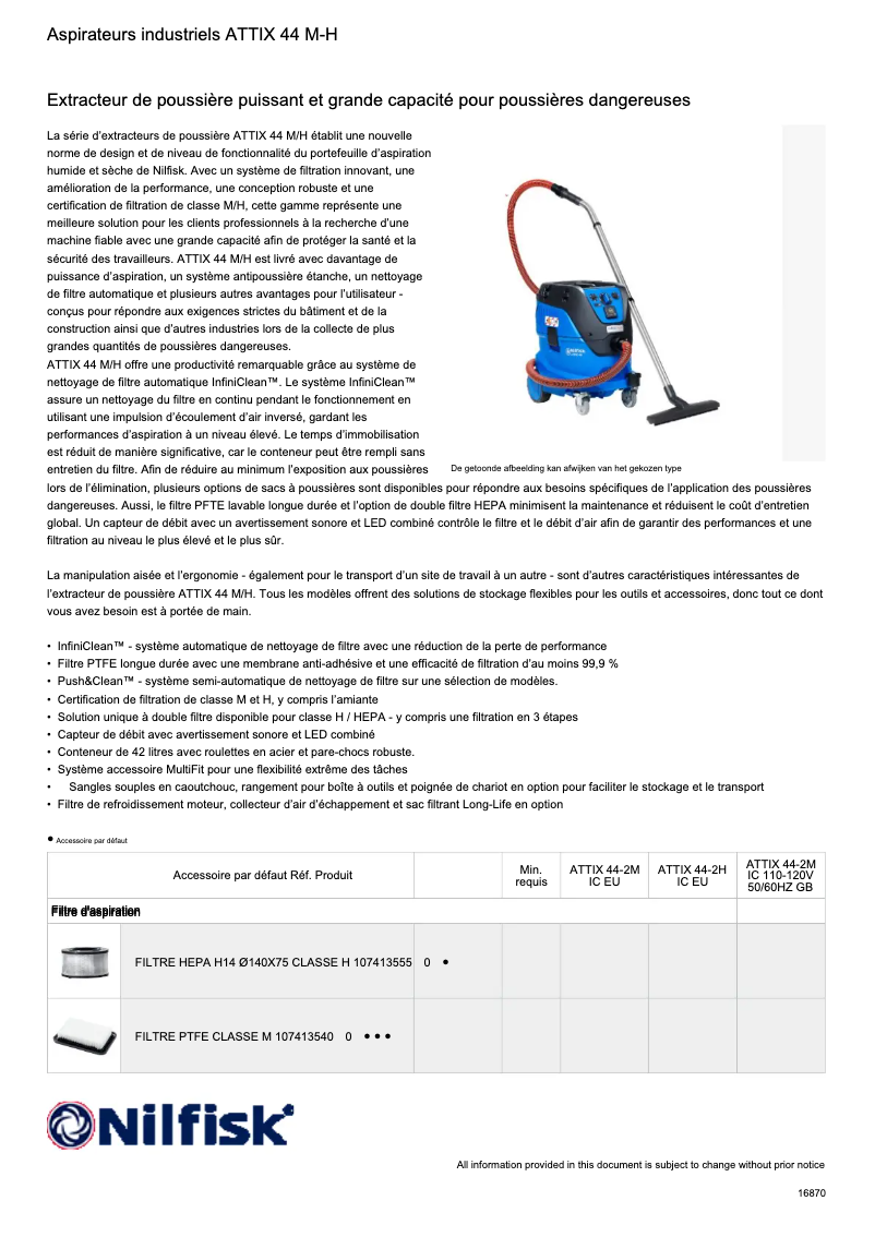 Page n°1 - Fiche technique Nilfisk ATTIX 44
