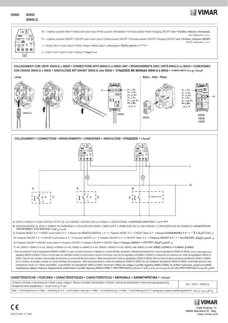 Page 1 de la notice Manuel utilisateur Vimar 00945.G