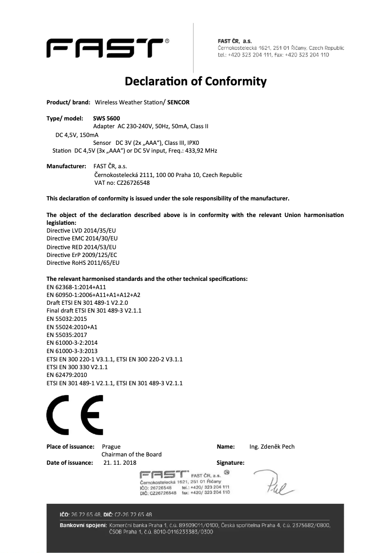 Page n°1 - Manuel utilisateur Sencor SWS 5600