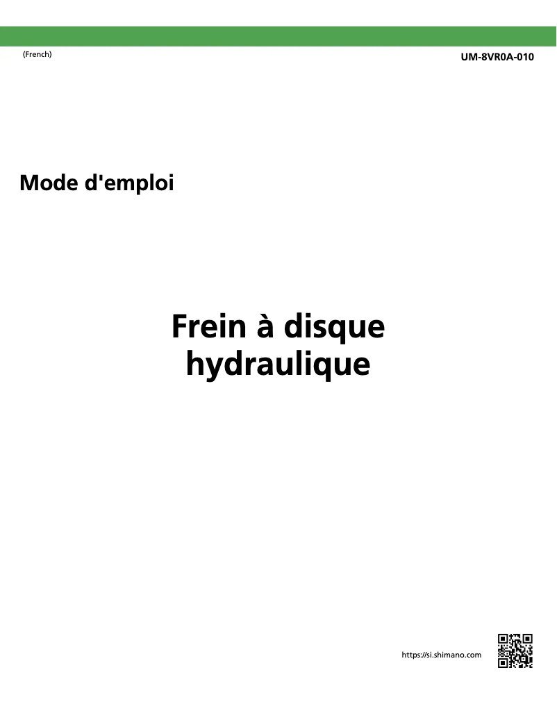 Página 1 del manual Manual de usuario Shimano BR-RX400-F