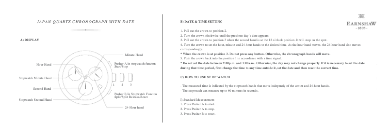 Page 1 de la notice Manuel utilisateur Earnshaw ES-8001-08 Investigator