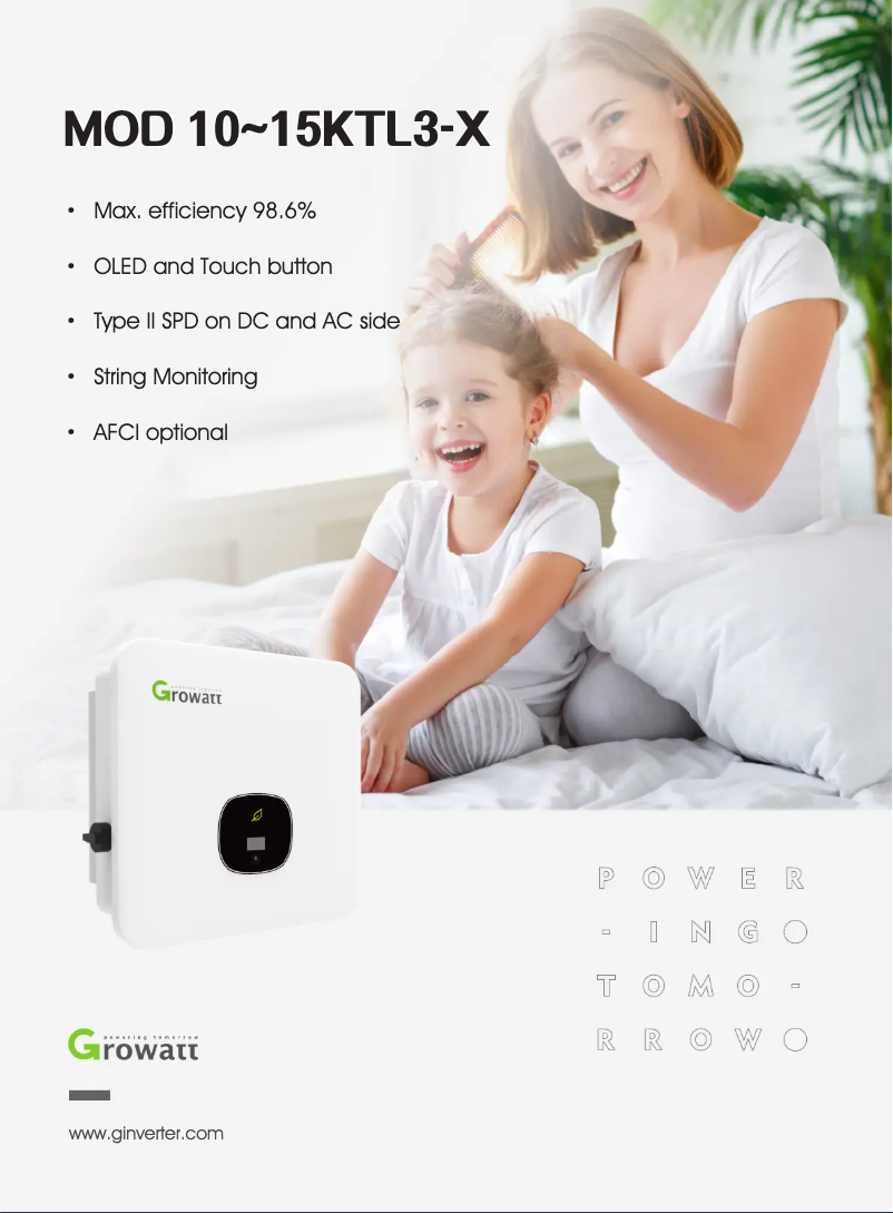 Page 1 de la notice Fiche technique Growatt MOD 10KTL3-X
