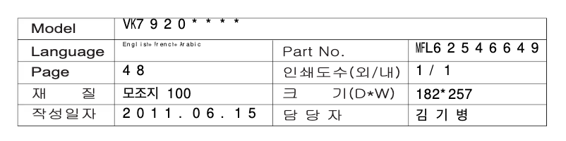 Image de la première page du manuel de l'appareil VK7920NHAY