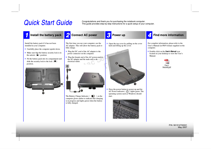 Page 1 de la notice Guide de démarrage rapide Getac P470