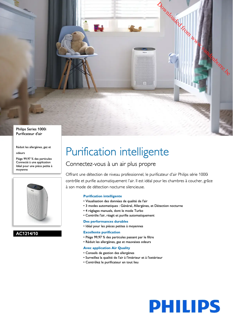 Page 1 de la notice Fiche technique Philips AC1214