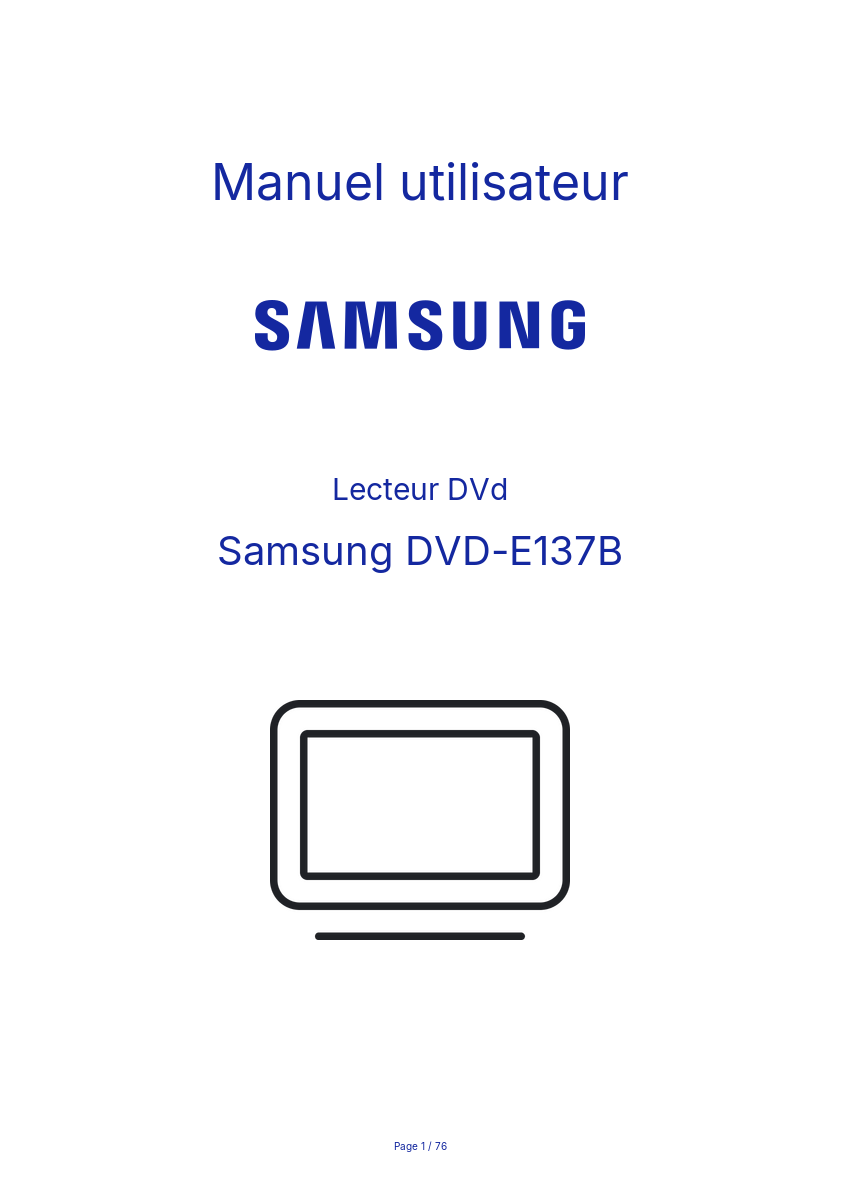 Page n°1 - Manuel utilisateur Samsung DVD-E137B