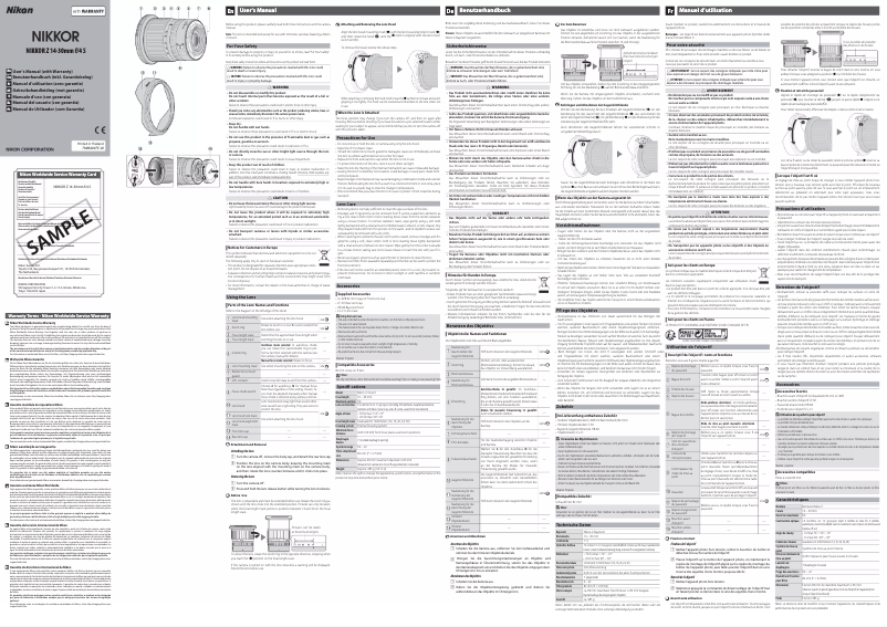 Page 1 de la notice Manuel utilisateur Nikon NIKKOR Z 14-30mm f4 S