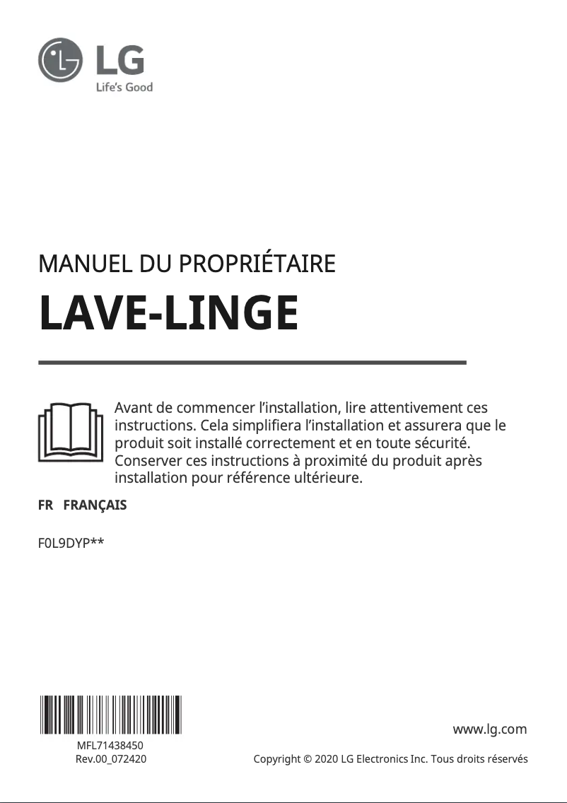 Image de la première page du manuel de l'appareil F0L9DYP2S