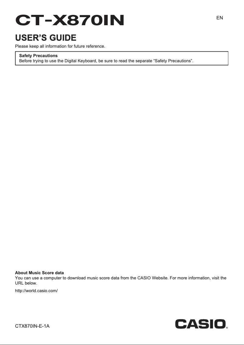 Image de la première page du manuel de l'appareil CT-X870IN