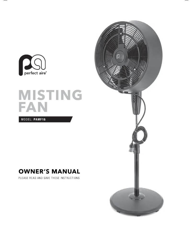 Page 1 de la notice Manuel utilisateur Perfect Aire PAMF18