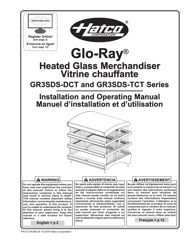 Page 1 de la notice Manuel utilisateur Hatco Glo-Ray GRBW-42