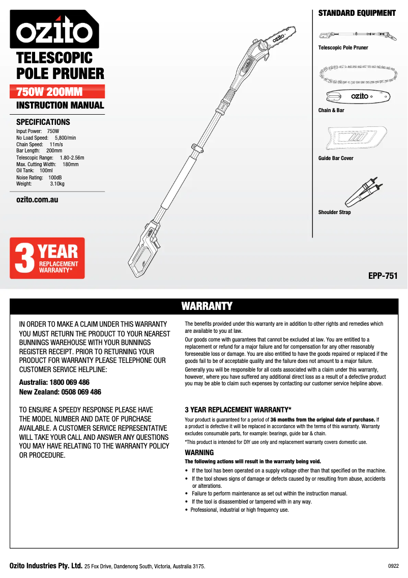 Image de la première page du manuel de l'appareil EPP-751