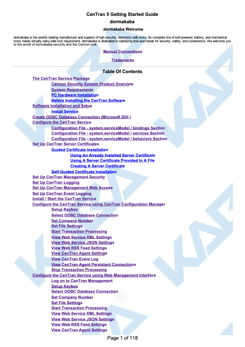 Image de la première page du manuel de l'appareil CenTran 5