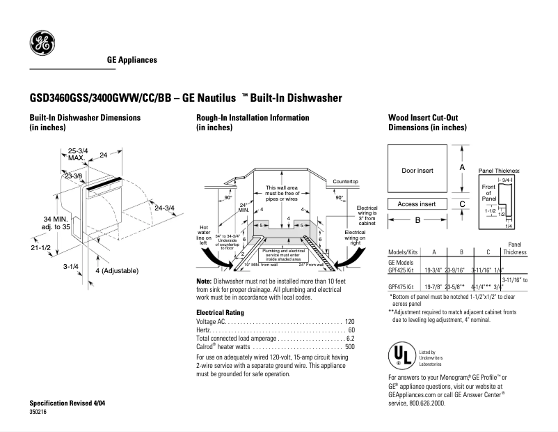 First page image of the manual for GSD3400GBB