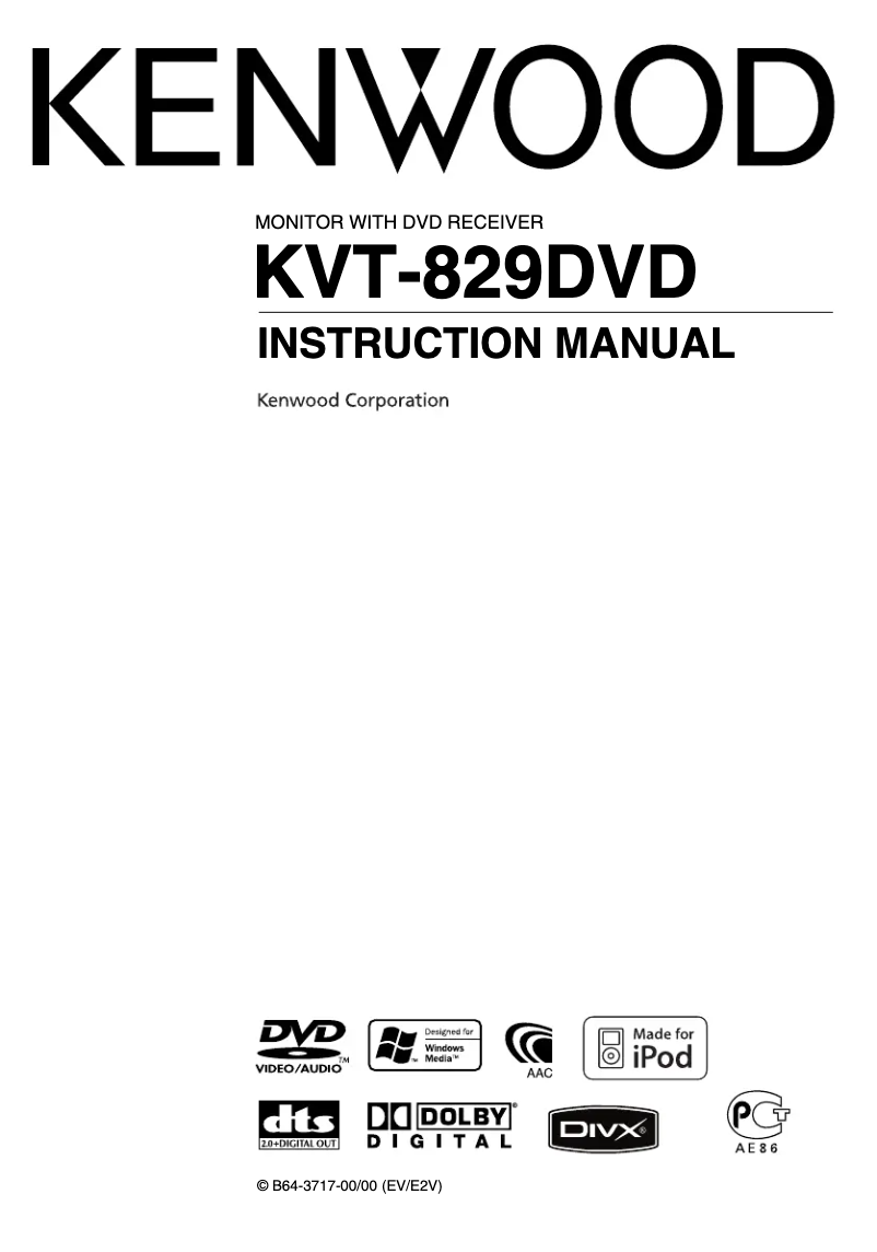 Image de la première page du manuel de l'appareil KVT-829DVD