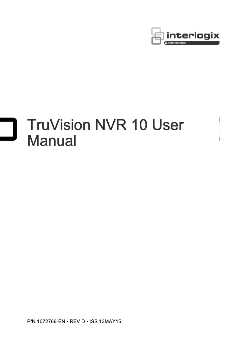 Image de la première page du manuel de l'appareil TruVision TVN-1008-KT1
