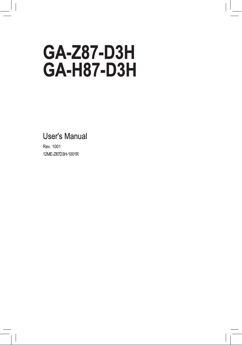 Page n°1 - Manuel utilisateur Gigabyte GA-H87-D3H