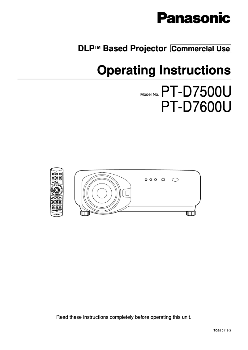 First page image of the manual for PT-D7600U