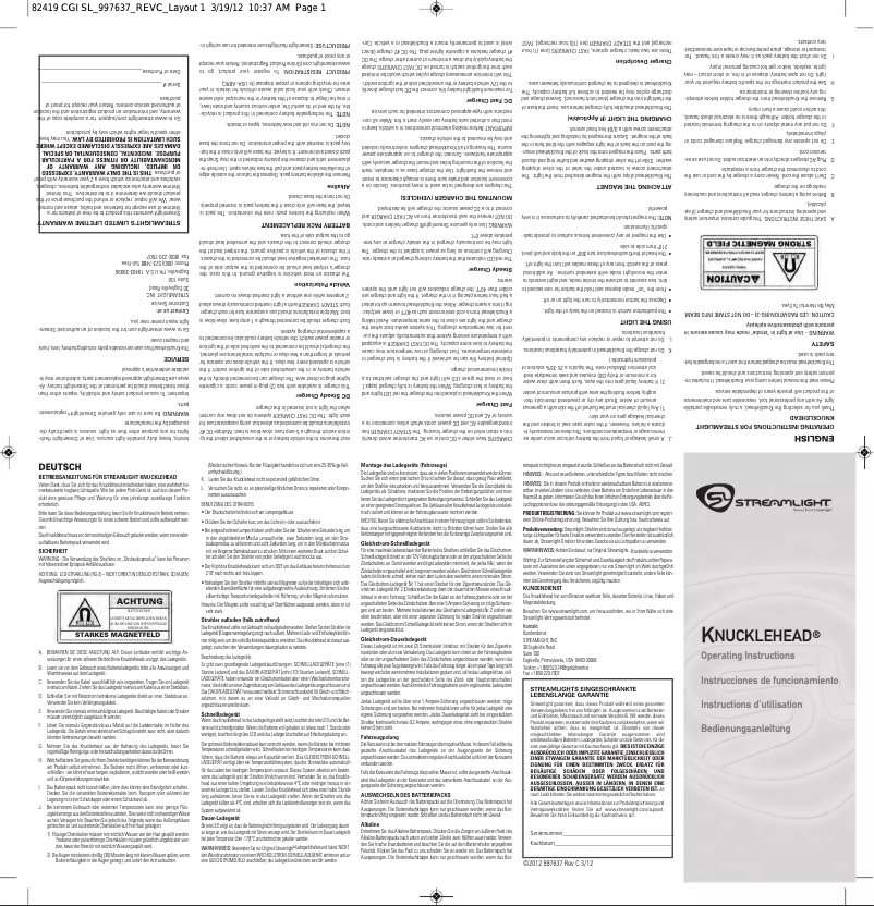 Page n°1 - Manuel utilisateur Streamlight Knucklehead