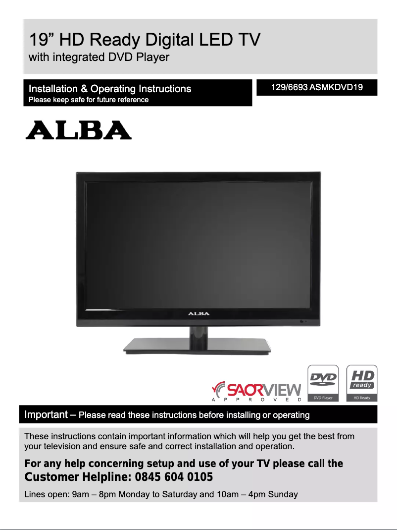 Page n°1 - Manuel utilisateur Alba ASMKDVD19