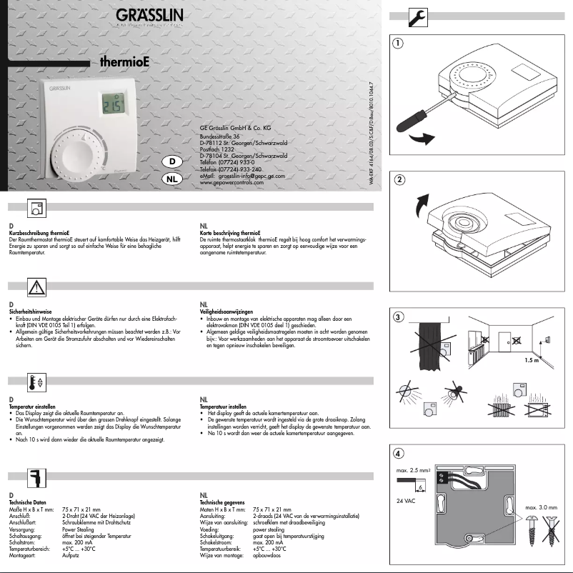Page 1 de la notice Manuel utilisateur Grässlin Thermio E