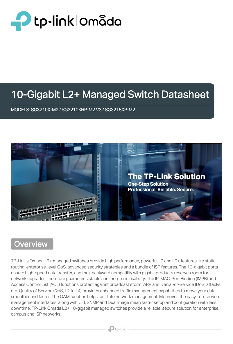 Page 1 de la notice Fiche technique TP-Link Omada SG3210X-M2