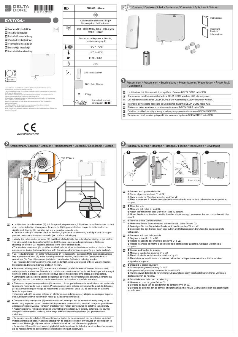Page n°1 - Manuel utilisateur Delta Dore Tyxal+ DVR