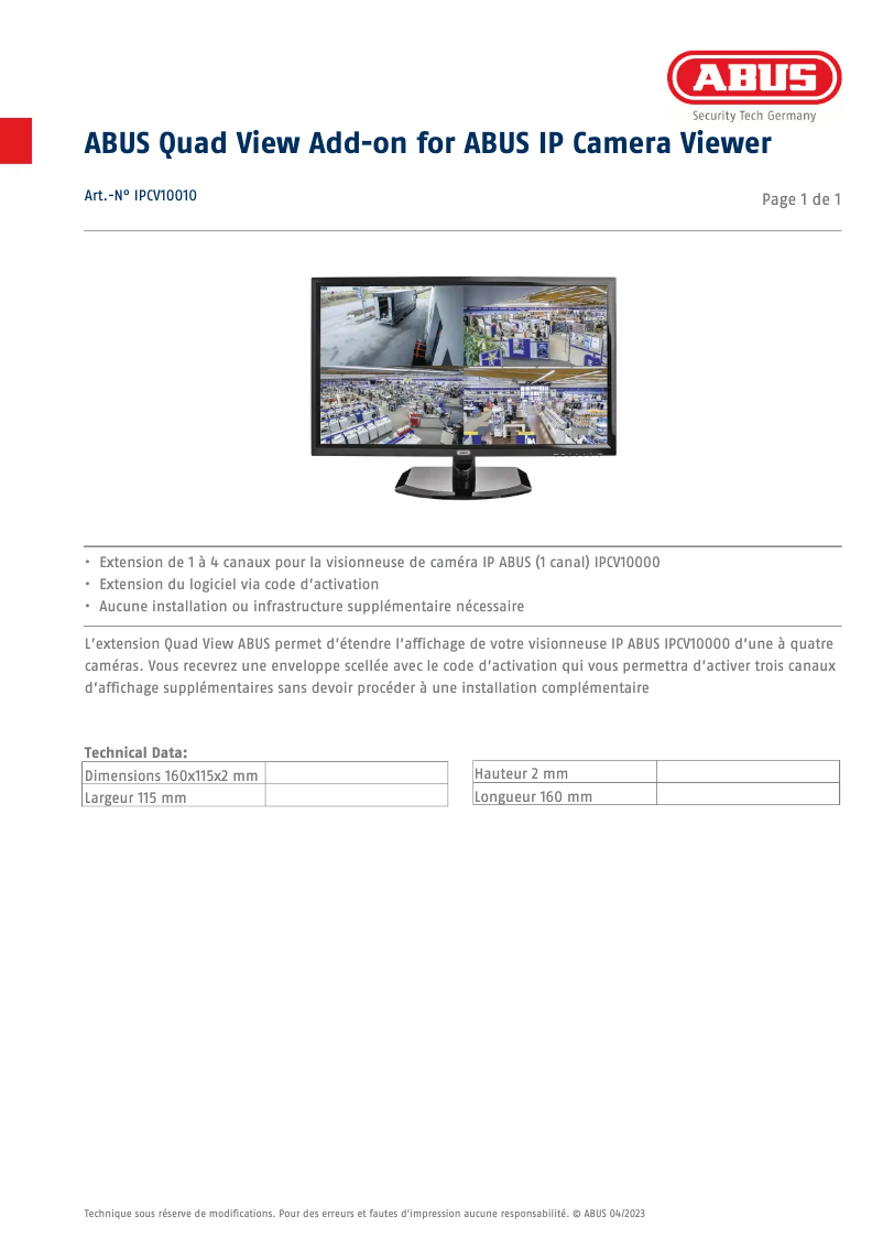 Image de la première page du manuel de l'appareil IPCV10010