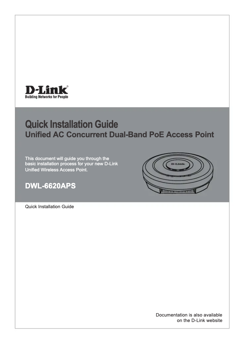 Page 1 de la notice Guide d'installation D-Link DWL-6620APS