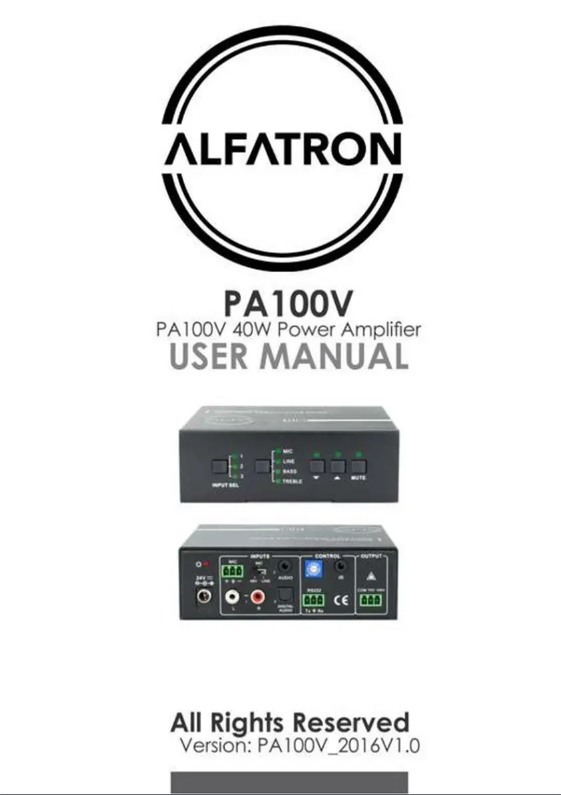 Page n°1 - Manuel utilisateur Alfatron ALF-PA100V